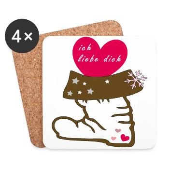 Bottes du Père Noël - Dessous de verre (lot de 4) - blanc - Devant