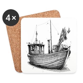 Fischkutter von der Ostsee - Untersetzer (4er-Set) - Weiß - Vorne