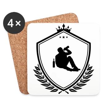 Drinking alcohol drunk Coat of arms - Coasters (set of 4) - white - Front