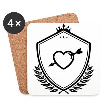 Heart Coat of Arms arrow - Coasters (set of 4) - white - Front