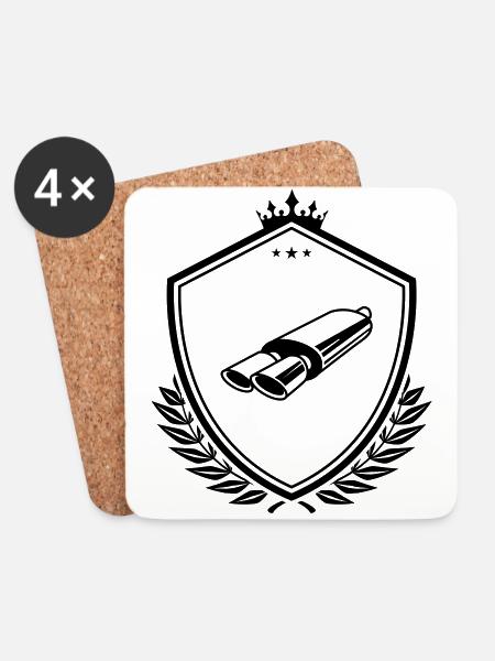 Exhaust tuning crest - Coasters (set of 4) - white