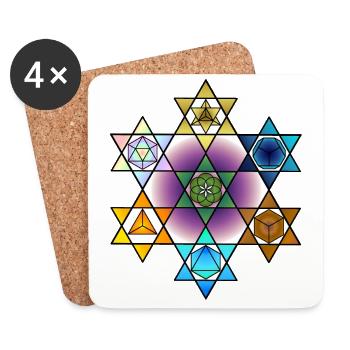 Hexagramm Farbstern der Kristallkörper - Untersetzer (4er-Set) - Weiß - Vorne