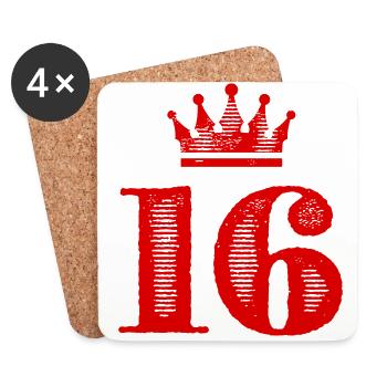 16 Zahl Krone - Untersetzer (4er-Set) - Weiß - Vorne