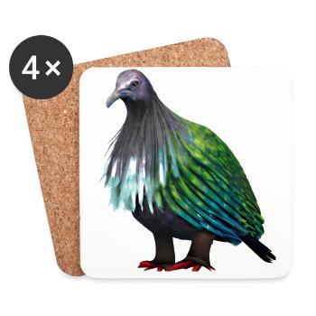 Crane Pigeon Illustration - Coasters (set of 4) - white - Front
