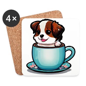 Chien mignon: Rien ne vaut le sourire d’un chien - Dessous de verre (lot de 4) - blanc - Devant