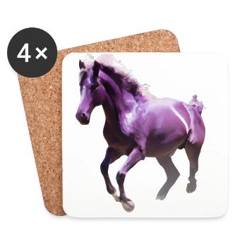 Cheval coloré - Dessous de verre (lot de 4) - blanc - Devant
