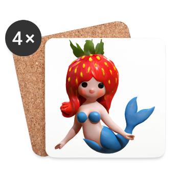 Sirène aux fraises - Dessous de verre (lot de 4) - blanc - Devant