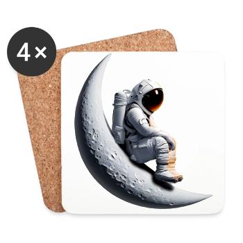 Astronaut in the crescent moon - Coasters (set of 4) - white - Front