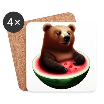 Bear in a watermelon - Coasters (set of 4) - white - Front