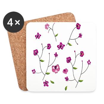Blumenwiese - Untersetzer (4er-Set) - Weiß - Vorne