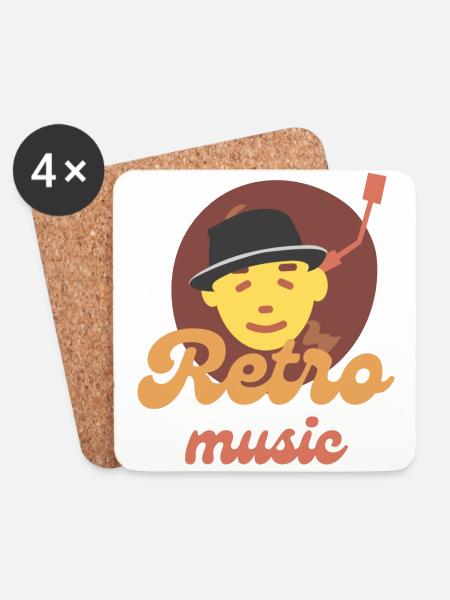 Retro-Musik - Untersetzer (4er-Set) - Weiß