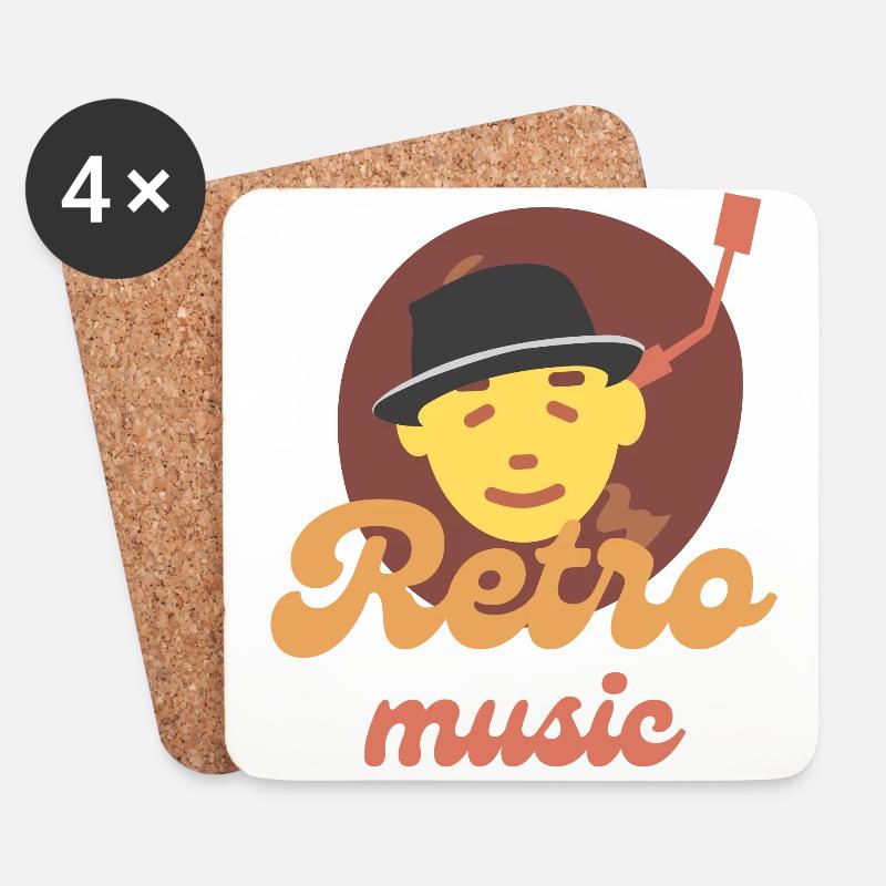 Retro-Musik - Untersetzer (4er-Set) - Weiß