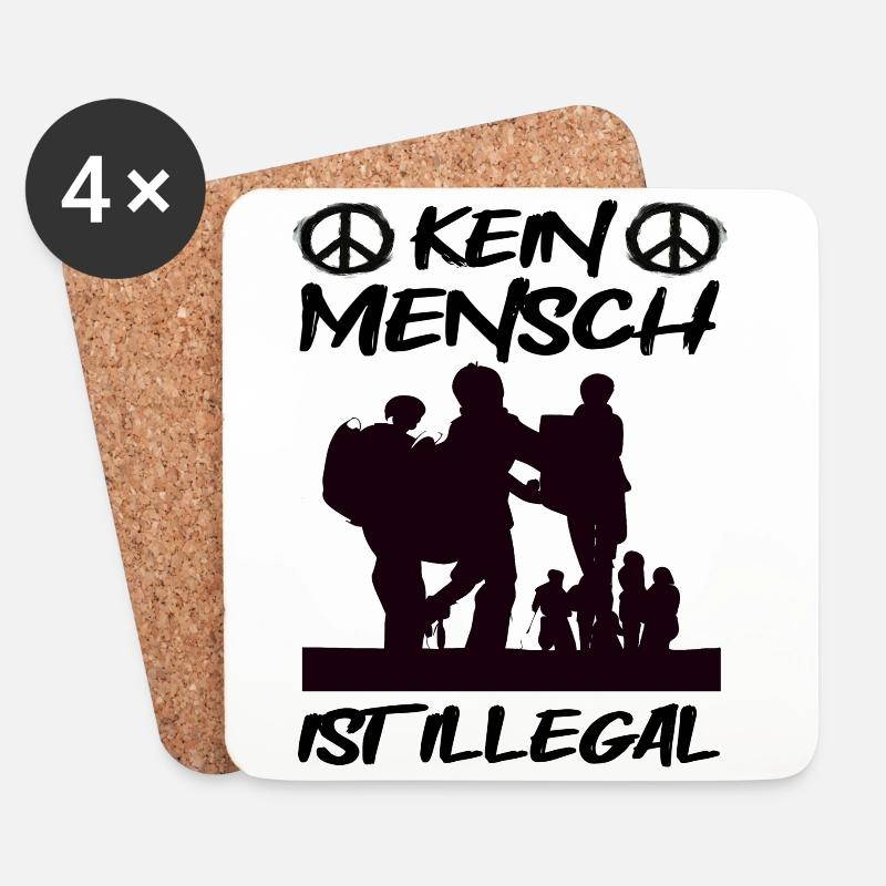 Kein Mensch ist Illegal! - Untersetzer (4er-Set) - Weiß