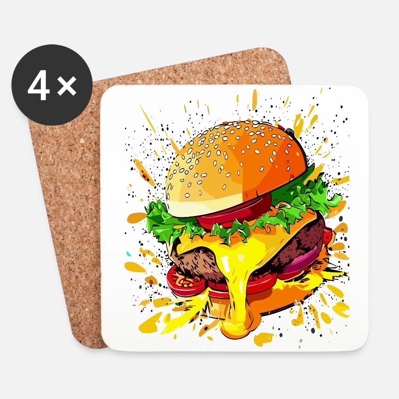 Extra Käse Burger Cheeseburger - Untersetzer (4er-Set) - Weiß
