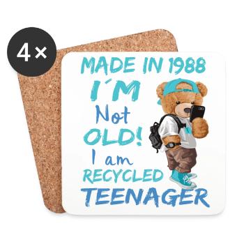 1988 Birthday Teddy funny old teenager - Coasters (set of 4) - white - Front