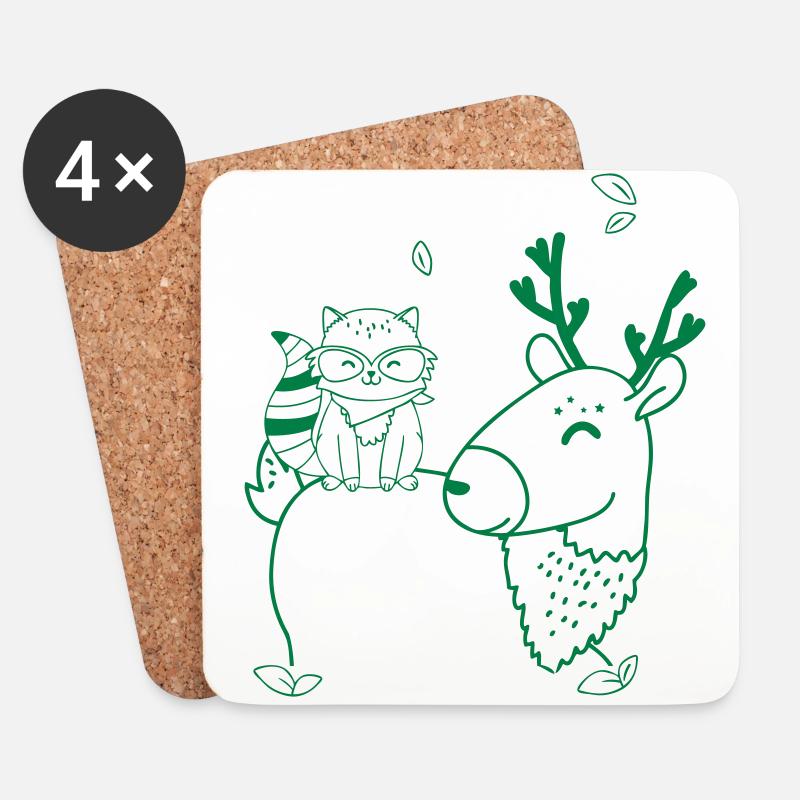 Hirsch und Fuchs sind gute Freunde - Untersetzer (4er-Set) - Weiß