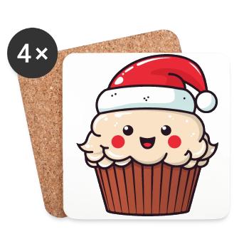 Muffin Gâteau Cuisson Noël - Dessous de verre (lot de 4) - blanc - Devant