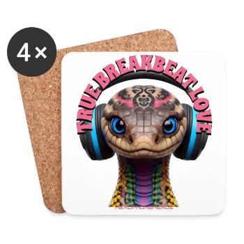TRUE BREAKBEAT LOVE - Cool Cobra with Headphones! - Coasters (set of 4) - white - Front