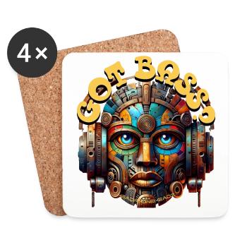 GOT BASS? - Cool Statue with Headphones! - Coasters (set of 4) - white - Front
