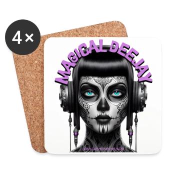 MAGICAL DEEJAY - Cool Woman with Headphones! - Coasters (set of 4) - white - Front