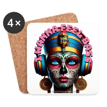 I WANNA FEEL BASS - Cool Princess with Headphones! - Coasters (set of 4) - white - Front