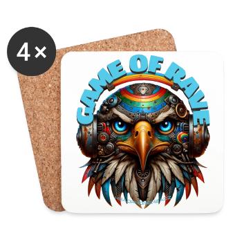 GAME OF RAVE - Cool Eagle with Headphones! - Coasters (set of 4) - white - Front