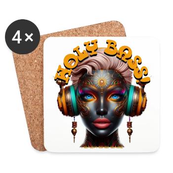 HOLY BASS! - Cool Woman with Headphones! - Coasters (set of 4) - white - Front