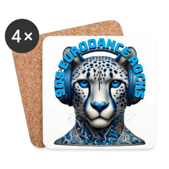 90S EURODANCE ROCKS - Cool Cheetah with Headphones - Coasters (set of 4) - white - Front