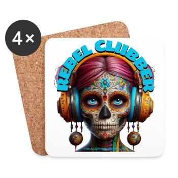 REBEL CLUBBER - Cool Woman with Headphones! - Coasters (set of 4) - white - Front