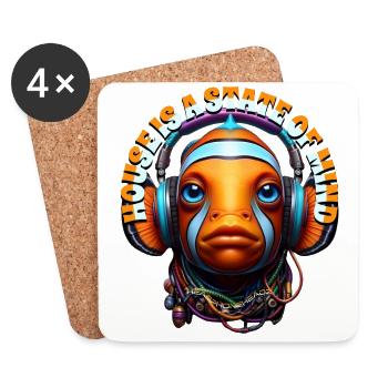 HOUSE IS A STATE OF MIND - Clownfish & Headphones! - Coasters (set of 4) - white - Front