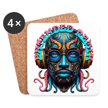 EXTENDED REMIX - Cool Dude with Headphones! - Coasters (set of 4) - white - Front