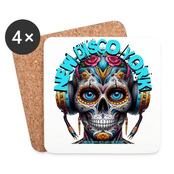 NEW DISCO YORK - Cool Skull with Headphones! - Coasters (set of 4) - white - Front