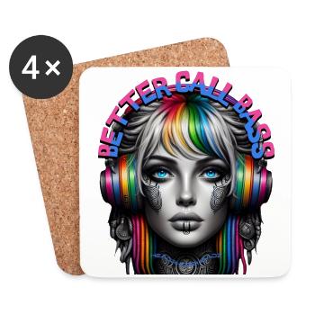 BETTER CALL BASS - Cool Woman with Headphones! - Coasters (set of 4) - white - Front