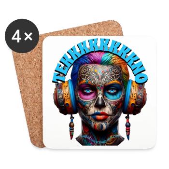 TEKKKKKKKKNO - Cool Dude with Headphones! - Coasters (set of 4) - white - Front