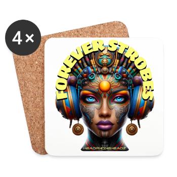 FOREVER STROBES - Cool Princess with Headphones! - Coasters (set of 4) - white - Front