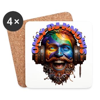 ONLY DJ KNOWS - Crazy Dude with Headphones! - Coasters (set of 4) - white - Front