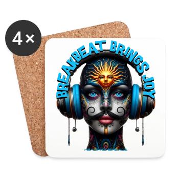 BREAKBEAT BRINGS JOY - Cool Human with Headphones! - Coasters (set of 4) - white - Front