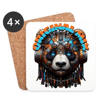 ORIGINAL MIX - Cool Panda with Headphones! - Coasters (set of 4) - white - Front