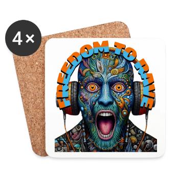 FREEDOM TO RAVE - Crazy Dude with Headphones! - Coasters (set of 4) - white - Front