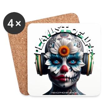 PLAYLIST OF LIFE – Cool Creature with Headphones! - Coasters (set of 4) - white - Front