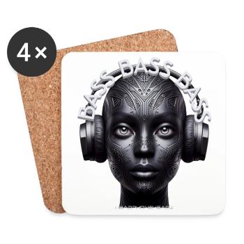 BASS BASS BASS - Cool Human with Headphones! - Coasters (set of 4) - white - Front
