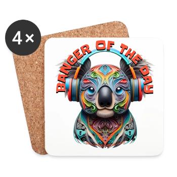 BANGER OF THE DAY – Cute Koala Bear & Headphones! - Coasters (set of 4) - white - Front