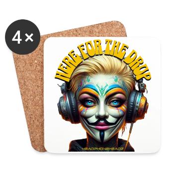 HERE FOR THE DROP – Cool he/she with Headphones! - Coasters (set of 4) - white - Front