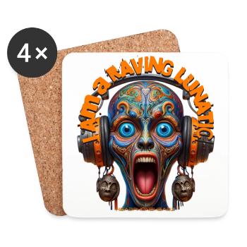 I AM A RAVING LUNATIC - Cool Creature & Headphones - Coasters (set of 4) - white - Front