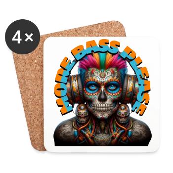 MORE BASS PLEASE - Cool Dude with Headphones! - Coasters (set of 4) - white - Front