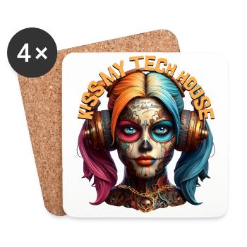 KISS MY TECH HOUSE - Cool Girl with Headphones! - Coasters (set of 4) - white - Front