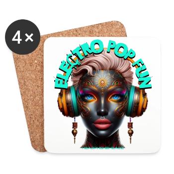 ELECTRO POP FUN - Cool Woman with Headphones! - Coasters (set of 4) - white - Front