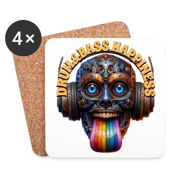 DRUM&BASS HAPPINESS - Happy Creature & Headphones! - Coasters (set of 4) - white - Front