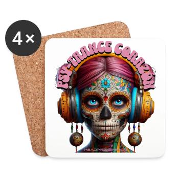 PSY-TRANCE CORAZÓN - Cool Woman with Headphones! - Coasters (set of 4) - white - Front