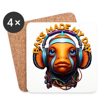 BASS MADE MY DAY - Cool Clownfish with Headphones! - Coasters (set of 4) - white - Front